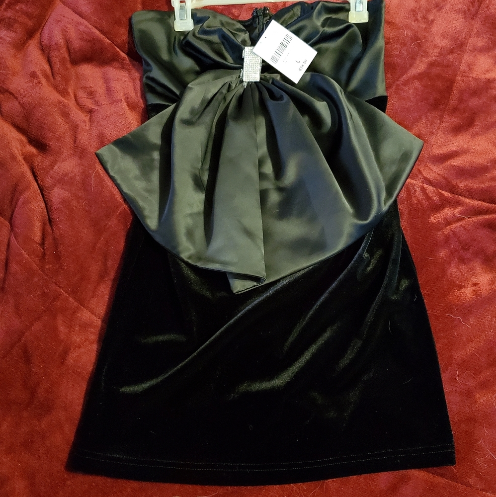 NWT Forever 21 Satin/velvet Bow Front mini dress